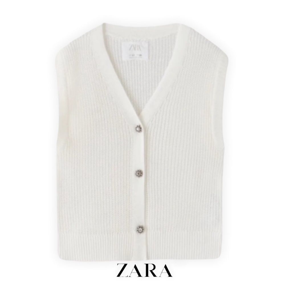 ZARA Kids | White | FLAP POCKET KNIT VEST